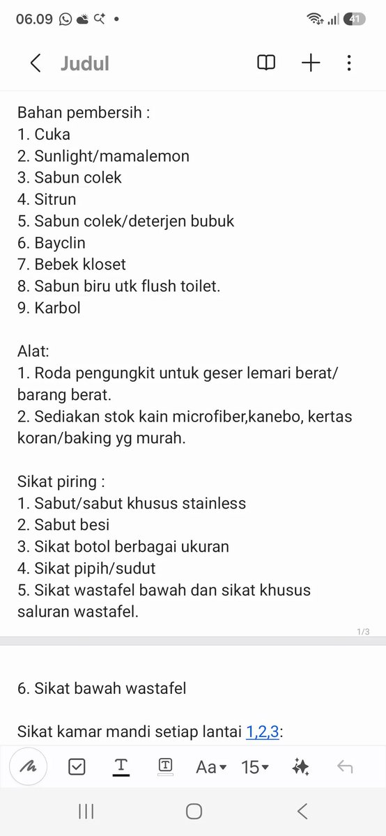KapudS640's tweet photo. Kapan lagi nemu ART kayak gini 😭 Minta gaji 2,5 juta, uang makan 25K sehari. Sabtu pulang karena rumahnya dekat, balik Minggu malam.

Dia sendiri yang kasih list begini dan minta disiapin. Baru H1 kerja, rak cuci piring stainless udah kinclong. Area dapur berasa bersinar, pipa-pipa bawah wastafel bersih, toilet sampai keset banget, malah takut makenya 😭 Ngepel lantai juga sampai keset.

Kalau pagi mataharinya lagi panas, dia keluarin bantal sama selimut, digebrak-gebrak di balkon terus dijemur.

Mulai kerja jam 5 pagi, jam 11/12 udah kelar.

Pas istirahat dia keluar ke warteg, kadang masak sendiri, goreng telur dll. Belinya juga sendiri. Abis makan ya scroll medsos, udah istirahat.

Dia malah nanya, “Mau dibantu masak apa?”

Karena kerjaannya udah beres, dia masih mau bantu di luar jobdesk. Nggak perlu disuruh.

Jam 7 malam dia udah naik. Biasanya sore cuma lanjut cuci piring sama ngepel area dapur. Jam 8 atau 9 dia bilang masih oke kalau dibutuhin, tapi jam 9 udah siap mau tidur.

Semua barang ditaruh rapi di lemari, dialasin baking paper atau kertas koran. Dia juga minta dibeliin karbon buat nyerap lembap, nanti seminggu sekali dijemur bergantian.

Dia bilang juga beli lidah mertua, bagus buat kamar mandi. Nanti sesekali dijemur. Terus minta pot yang ada rodanya biar nggak encok 😭

Profesional banget, padahal lulusan SD.

Aku tanya, “Kok nggak kerja di luar negeri aja? Gajinya gede.”

Dia jawab, “Ya saya kerja cari cukup.”

Buktinya dia bisa beli sawah dan rumah.

Alasan dia pindah kerja karena bos sebelumnya pindah ke luar negeri. Gajinya sekarang dia naikin sedikit karena ya apa-apa mahal sekarang.

Fix, nemu ART kayak gini tuh rezeki banget 😭