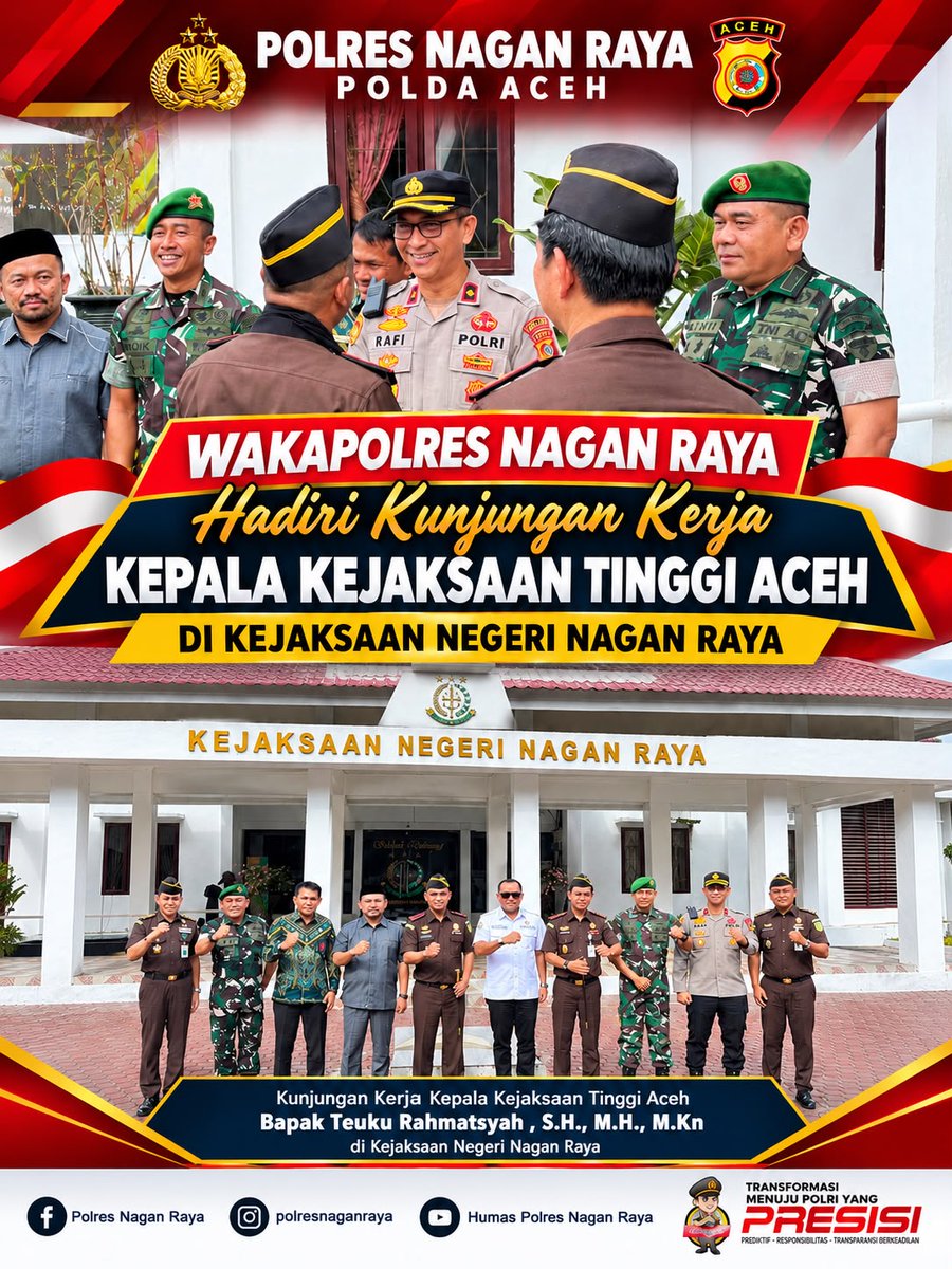 Humasnaganraya's tweet photo. Wakapolres Nagan Raya KOMPOL Rafi Darmawan S.E.,https://t.co/EpLv6gcJ8r. Hadiri Kunjungan Kerja Kepala Kejaksaan Tinggi Aceh Bapak Teuku Rahmatsyah S.H.,M.H.,https://t.co/B0TjQmWfcn. di Kejaksaan Negeri Nagan Raya
@kapolda_aceh
@spripimpoldaaceh
@spripim.polri
@bidhumaspoldaaceh https://t.co/sKXL6wI0BC