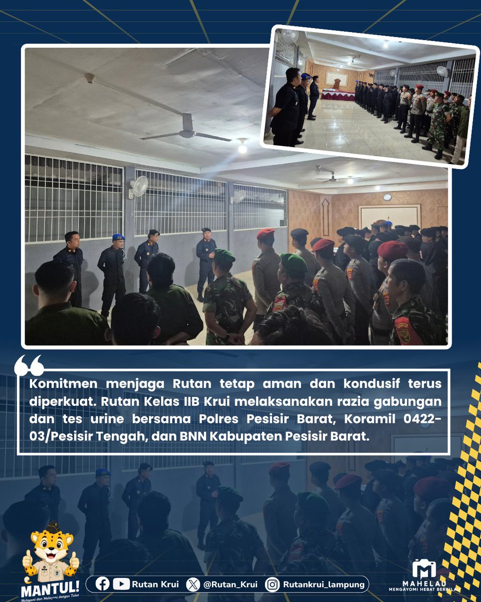 RutanKrui's tweet photo. PERKUAT DETEKSI DINI, RUTAN KRUI GELAR RAZIA GABUNGAN DAN TES URINE https://t.co/eumcvivVHM