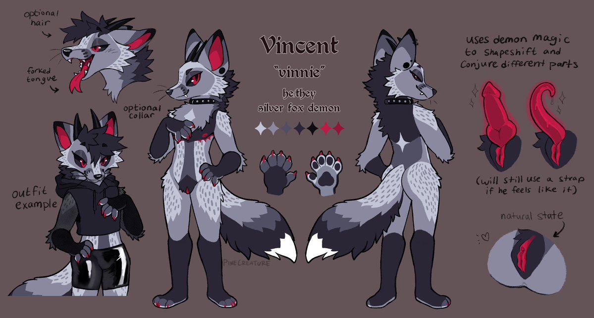 PineCreature's tweet photo. 🔞ref sheet for vinnie, new sona and mascot for this account :3 https://t.co/ZvxkkF6bcq