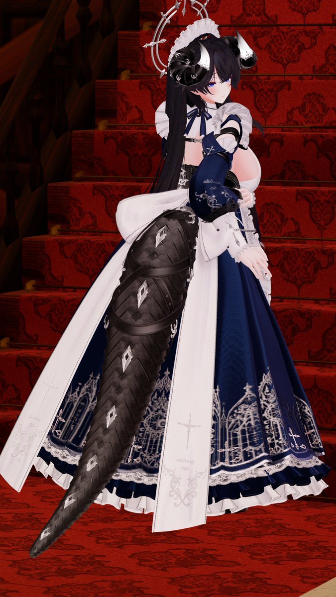 marina_GENMU's tweet photo. お昼にこんにちは💜
CYCR (@CyberCritter3D )様の新作衣装、Scaled Maidです！
ちゃんとドラゴンなので、ヘイロー付きの角に加えてこの通り立派な尻尾もございます🐉
でもいずれも非表示もサイズ変更もできるのでありがたい…！

Item Page:
https://t.co/PQtoX0gCXm
#CYCR #OlderMaideVRC https://t.co/2sIeIFZDGI