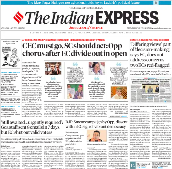RitikaChopra__'s tweet photo. Yesterday, @IndianExpress reported an unprecedented rupture inside the Election Commission: TWO of its three members objecting on record, 14 times in 10 months, to decisions taken without their knowledge.

Today, the second part of our investigation looks at the concern Election Commissioners Sukhbir Singh Sandhu and Vivek Joshi flagged most often: Who really controls our electoral rolls?

We followed that question to Goa, where we found something deeply concerning.

Stay with me....
(1/14) 🧵