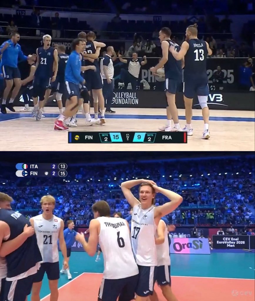 keiIuchi's tweet photo. 🇫🇮FINLAND 🙌

✅2025 - defeated the back-to-back Olympic Champions 🇫🇷France in the World Championship group stage

✅2026 - defeated the back-to-back World Champions 🇮🇹Italy in the EuroVolley quarterfinals

and both in 5 sets!! 😮‍💨 they will face France again in the semifinals 🍿 https://t.co/3EhgbxRty1