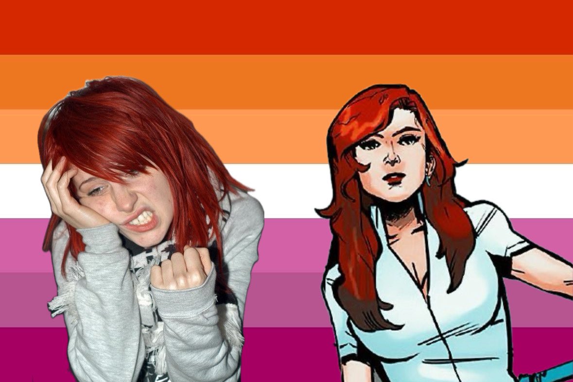 yelyaerith's tweet photo. A flag for lesbians who love Hayley Williams and Black Widow https://t.co/taVCfyrZkW