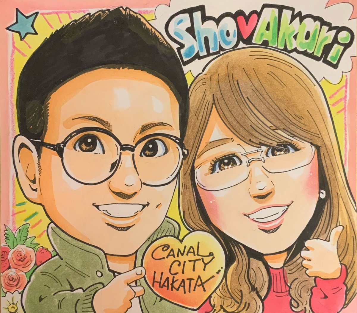 zenapom's tweet photo. こんにちは!!
連休明けはやる気が起きませんね…
でも久しぶりに連休でリフレッシュ✨
月一5連休欲しいかもです～🤣
#キャナルシティ博多  #似顔絵 コーナー
本日も運河沿いに出店しております🎨
★11時～20時⇒和田
📱💻からも注文出来ます!! 
#イラスト 
#記念日 
#写真 からOK https://t.co/2dOm8YJJsd