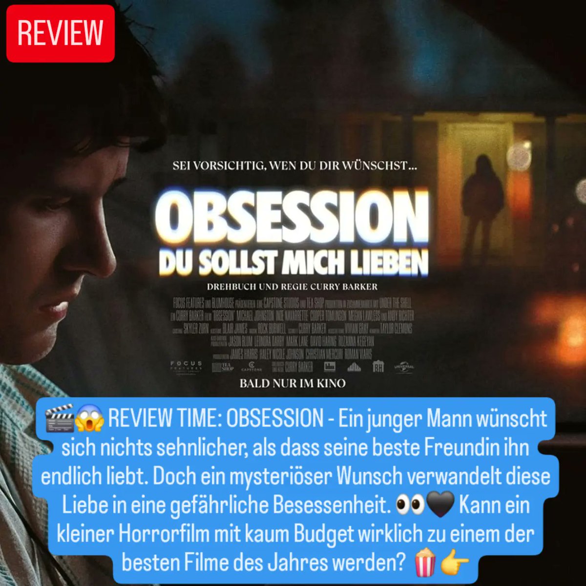 DerickFuehrer's tweet photo. 🎬😱⭐ Nerdzone-Fans, Obsession ist für mich eine der größten Überraschungen des Jahres. Und genau das merkt man dem Film von der ersten Minute an 👀. Die Geschichte klingt zunächst relativ simpel: Ein junger Mann wünscht sich, dass seine beste https://t.co/adC0zHnpSo