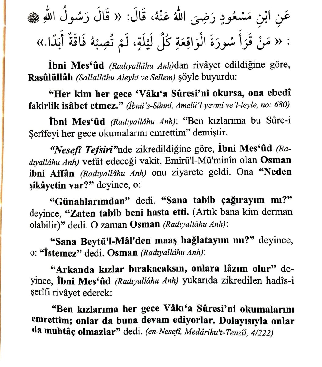 UsuluPezdevi's tweet photo. Vakıa Sûresi okumanın fazileti https://t.co/gUOJyy0jGi