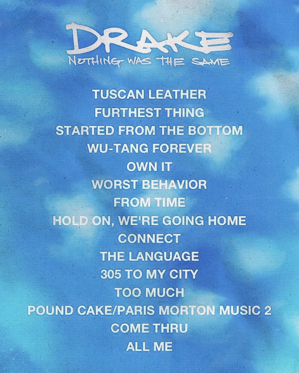 ComplexMusic's tweet photo. On this day in 2013, Drake released his “favorite” album ‘Nothing Was The Same’ ☁️

Is this the BEST Drake album? What tracks have you gone back to most?
