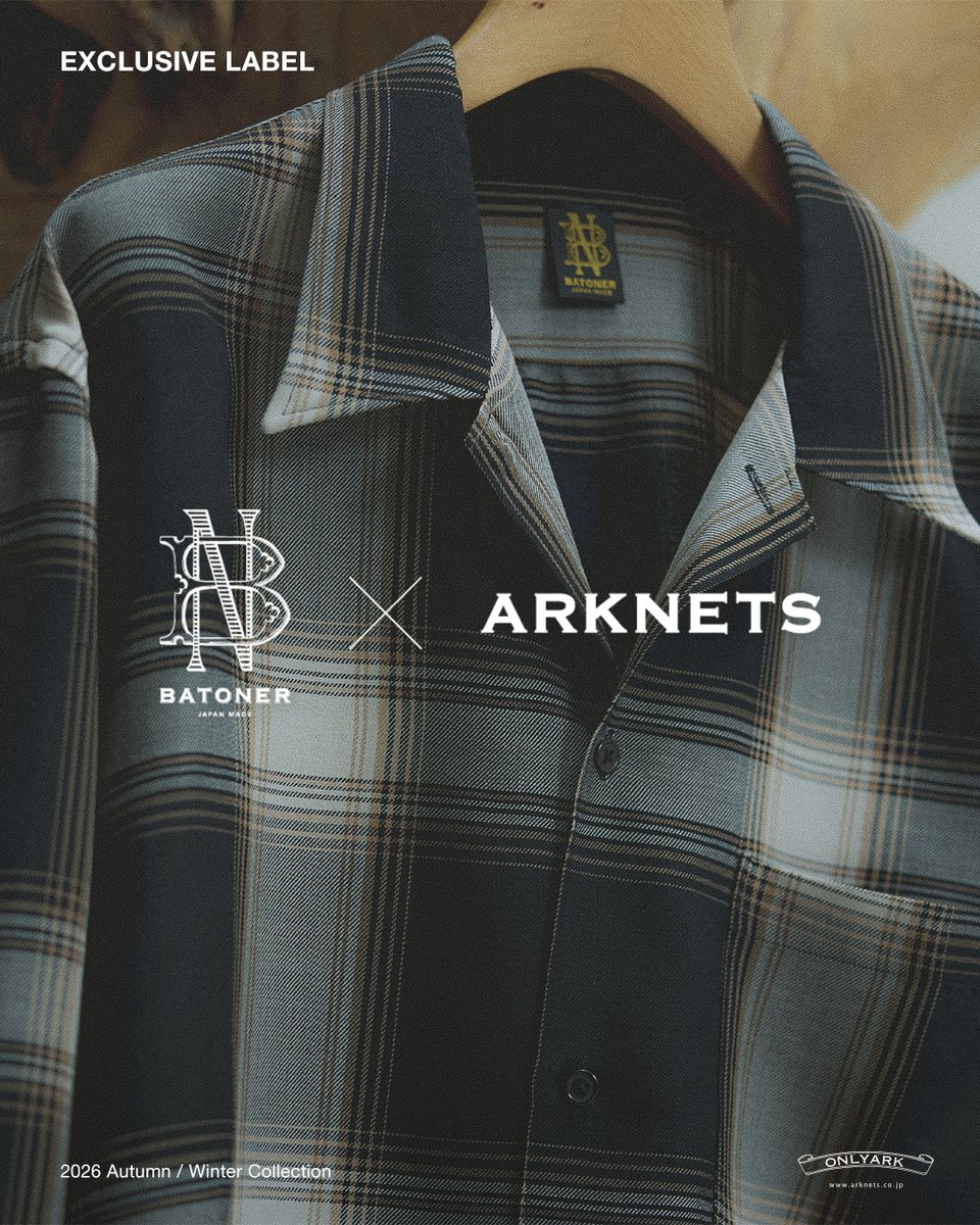 arknets_info's tweet photo. \9月26日19:00発売/
【別注】BATONER × ARKnets
インラインにはないオープンカラーシャツをサイズ・パターンから完全別注し、唯一無二のシルエットと着用感を追求。
上質なテキスタイルと絶妙なリラックス感が融合した特別な仕上がりに。
🔗https://t.co/0h7BtLoFkh
#バトナー #arknets #アークネッツ