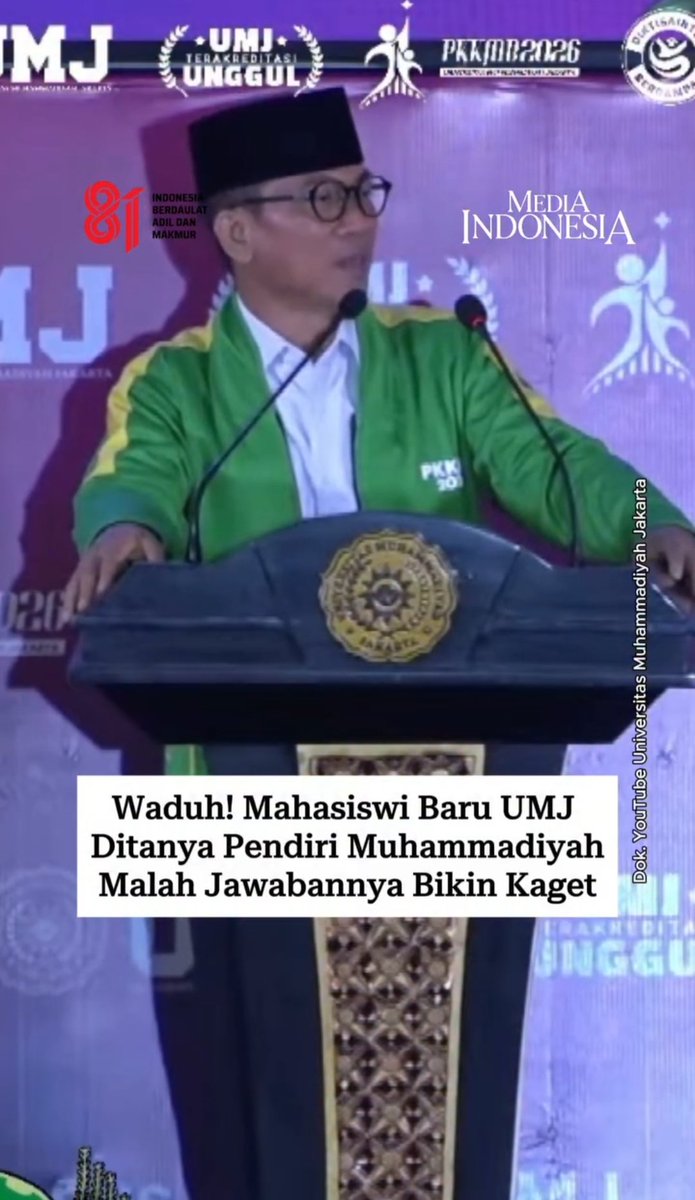 alfounzz's tweet photo. PKKMB UMJ, Senin (21/9), Menteri Desa PDT Yandri Susanto bertanya siapa pendiri Muhammadiyah. Mahasiswa menjawab KH Hasyim Asy’ari, bukan KH Ahmad Dahlan. Setelah menyadari ia pun meralat jawabannya

#KementerianDesaPDT
#BPSDMKementerianDesaPDT
#BangunDesaBangunIndonesia https://t.co/TS7bqRN96V