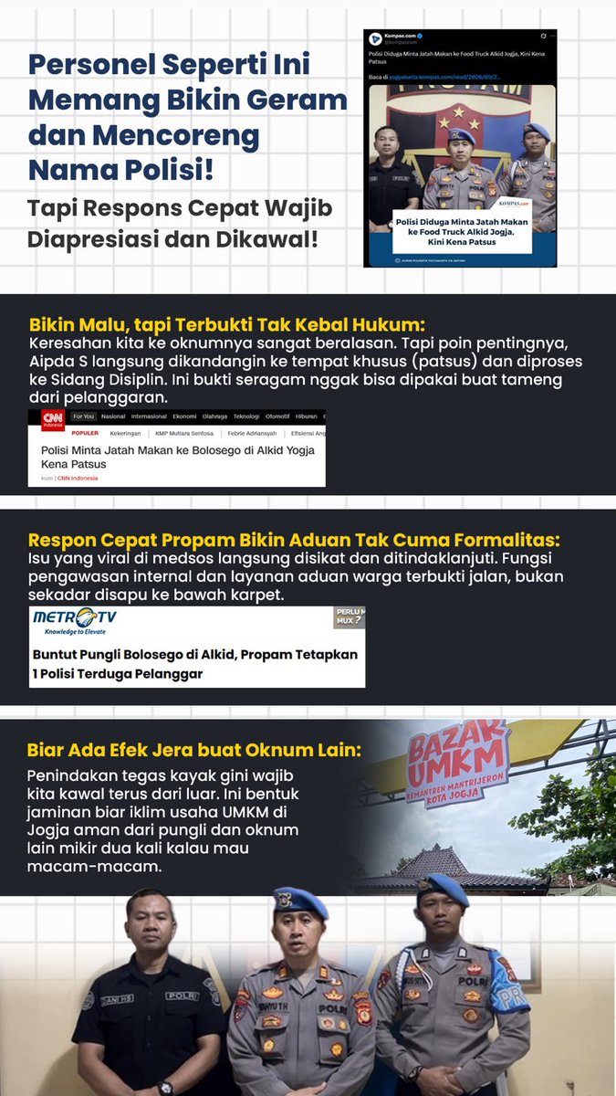 USetiawant's tweet photo. Salut sama gercepnya polda tindak tegas anggota nakal demi lindungi pedagang kecil
#PropamPoldaDIY #Polri #UsutTuntasPungli #JagaUMKMJogja https://t.co/xrBT0ca499
