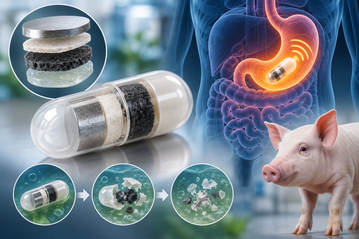 azom's tweet photo. A new bioresorbable magnesium battery powers ingestible electronics, delivering energy safely and then dissolving after use. 🌟💊 Discover how this tech could change medical devices and reduce electronic waste: https://t.co/QxCKSlL79z #Bioelectronics #Battery https://t.co/W90EyHuZyc