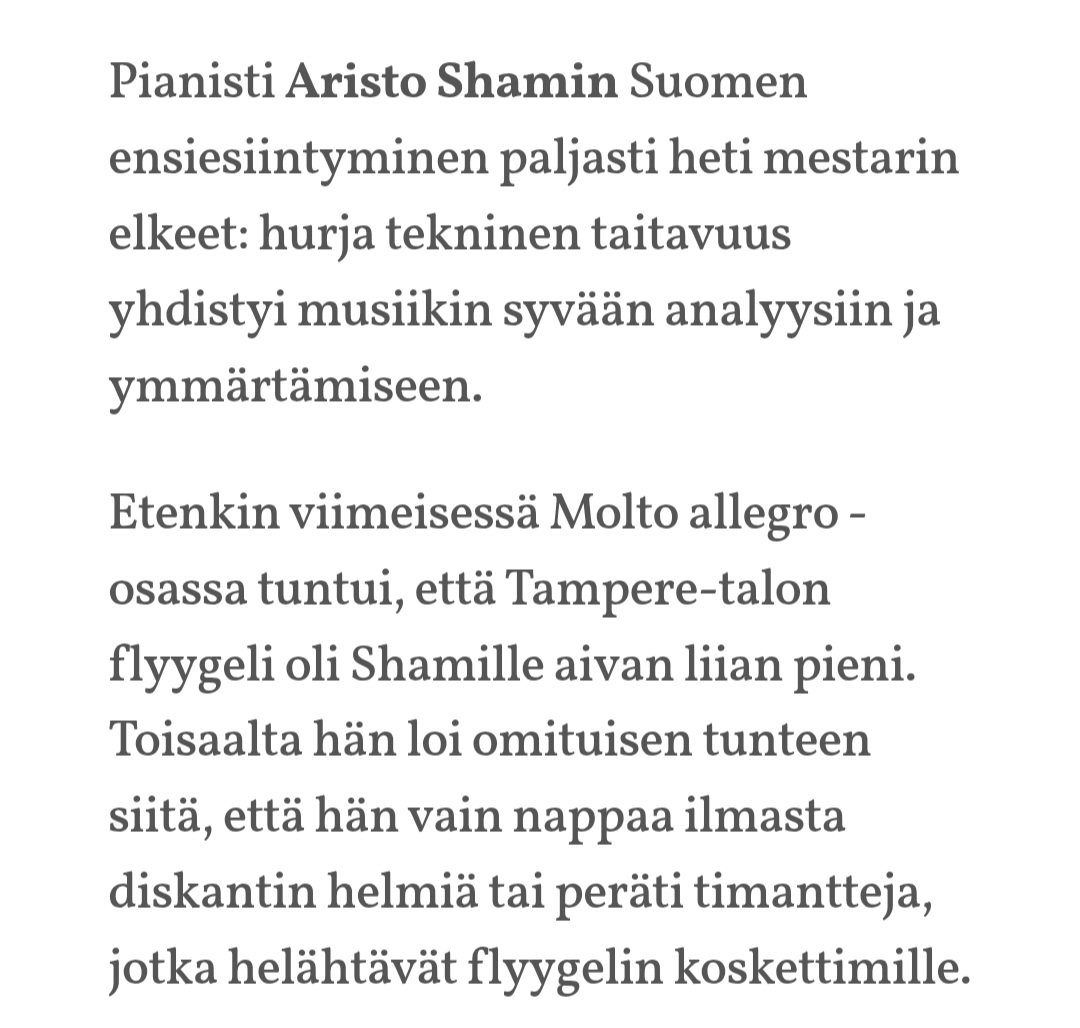 MPC_20_IDM's tweet photo. 🎹 #아리스토샴 Aristo Sham

https://t.co/89YX3L7s8w

Tampere Filharmonia: Ranskalaista romantiikkaa (Lili Boulanger, Camille Saint-Saëns, César Franck), kapellimestarina Chloé Van Soeterstè, pianosolistina Aristo Sham. Tampere- talo 18.9.2026.

탐페레 필하모닉: 프랑스 낭만주의 음악
(릴리 불랑제, 카미유 생상스, 세자르 프랑크의 작품)
지휘: 클로에 반 쇠테르스테드
피아노 협연: 아리스토 샴
공연 장소: 핀란드 탐페레홀
공연 날짜: 2026년 9월 18일

✅️ 아리스토 샴 — 숨을 멎게 한 핀란드 데뷔

~피아니스트 아리스토 샴의 핀란드 데뷔 무대는 시작부터 거장의 면모를 드러냈다. 
경이로운 기교와 음악에 대한 깊이 있는 분석 및 이해가 하나로 결합되어 있었다.

특히 마지막 악장인 Molto allegro에서는 탐페레홀의 그랜드피아노가 샴에게는 너무 작게 느껴질 정도였다.

한편, 그는 마치 허공에서 고음역의 진주, 심지어 다이아몬드까지 집어 올려 피아노 건반 위에 떨어뜨리는 듯한 신비로운 느낌을 만들어냈다. 그 보석들이 건반에 닿으며 영롱하게 울려 퍼지는 것만 같았다.