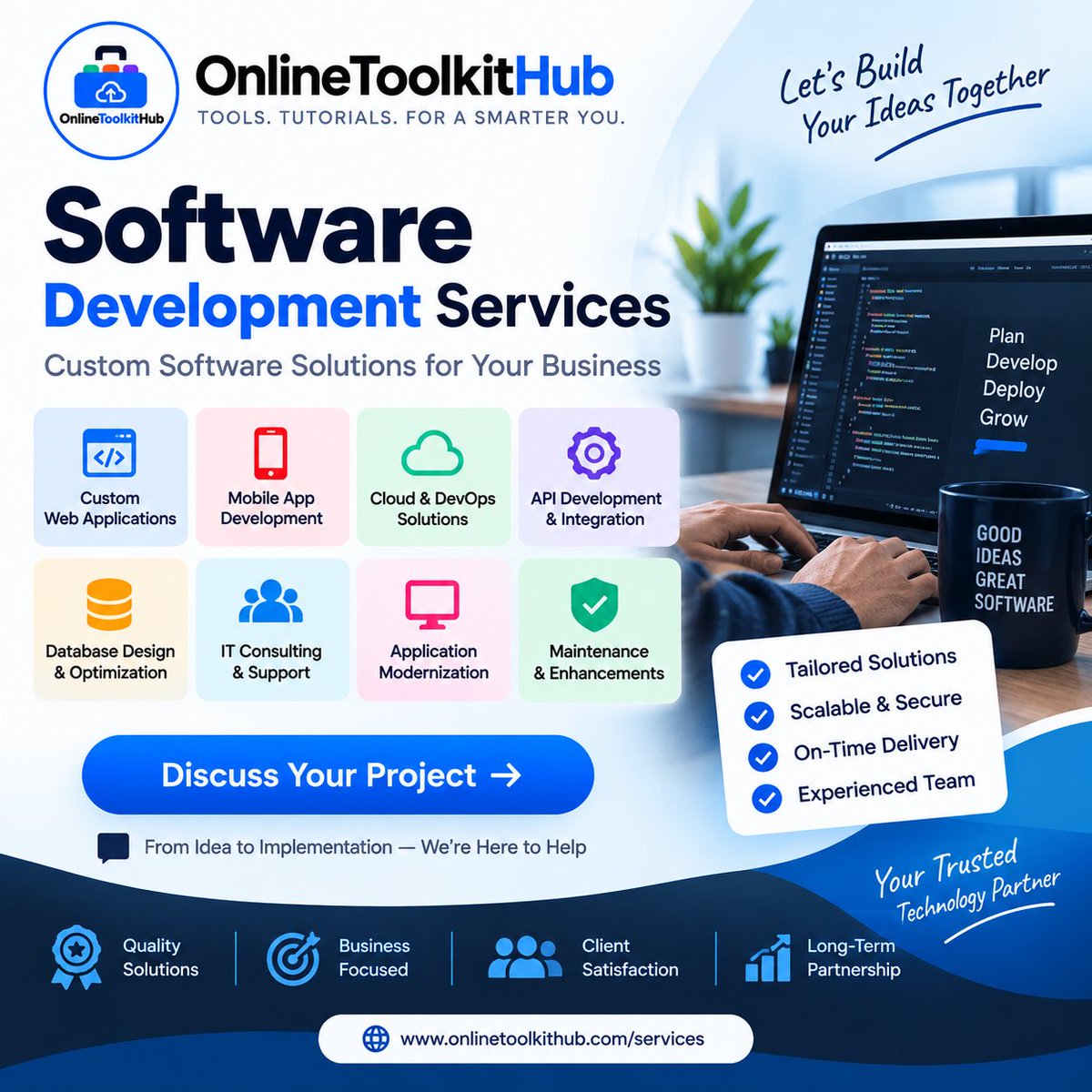 onlinetoolkit2's tweet photo. 🚀 Have a software idea? I build custom solutions for businesses—web apps, CRM, APIs, WhatsApp automation, integrations, cloud &amp; DevOps. From idea to production.
👉 https://t.co/OpBZ9PaE9F https://t.co/lNtB0kppUM