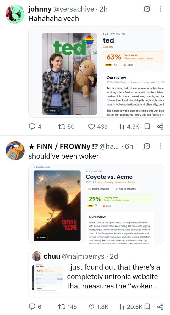 Axel_Loose's tweet photo. The concept of ted (series) being woker than Coyote VS ACME 😭 https://t.co/OJcJeSbShw