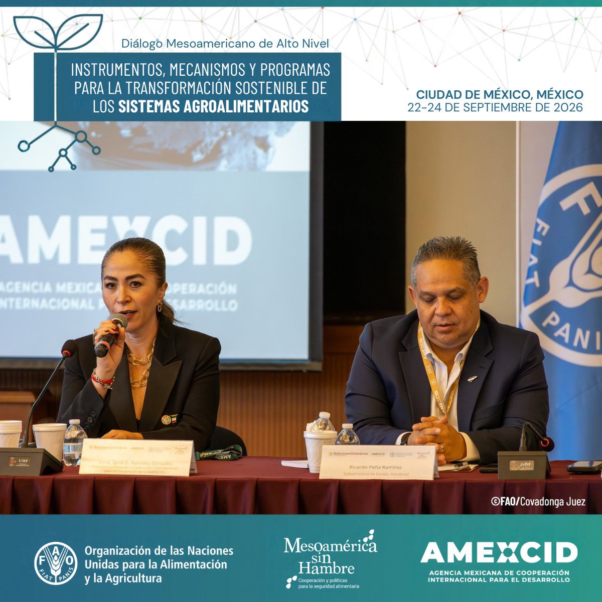 FAOMesoamerica's tweet photo. 🇲🇽Desde @AMEXCID, sede del encuentro, @grysinarvaez dio la bienvenida a los participantes del #DiálogoMesoamericano; destacó el valor de la cooperación para compartir capacidades y experiencias que respondan a las prioridades de los países de la región.

#MesoaméricaSinHambre https://t.co/RfWIvpkQw5