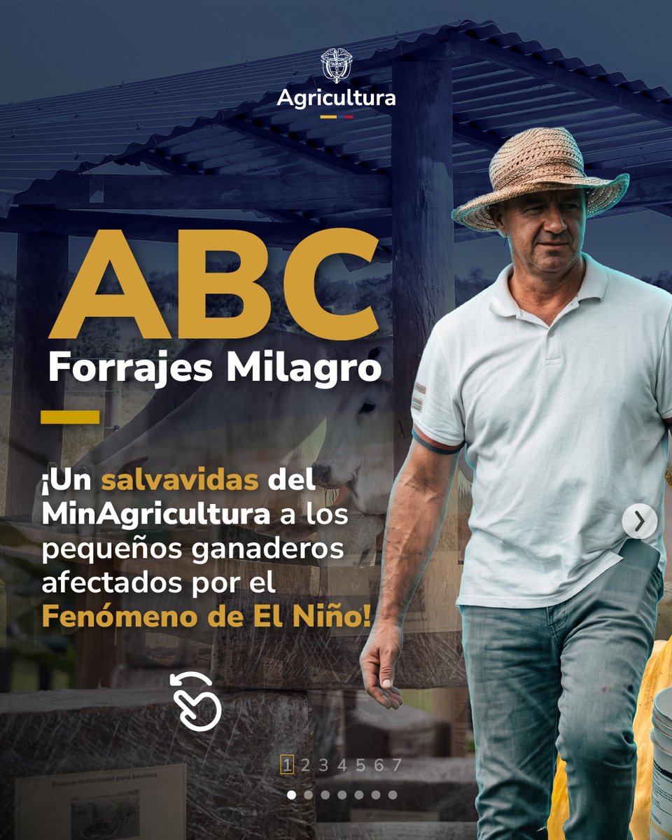 MinAgricultura's tweet photo. #ForrajesMilagro 🐄  es la mayor apuesta del #MinAgricultura para apoyar a los pequeños ganaderos afectados por el #FenómenoDeElNiño ☀️en el #Caribe y el #Tolima. 📍 https://t.co/XiJVMePc0u
