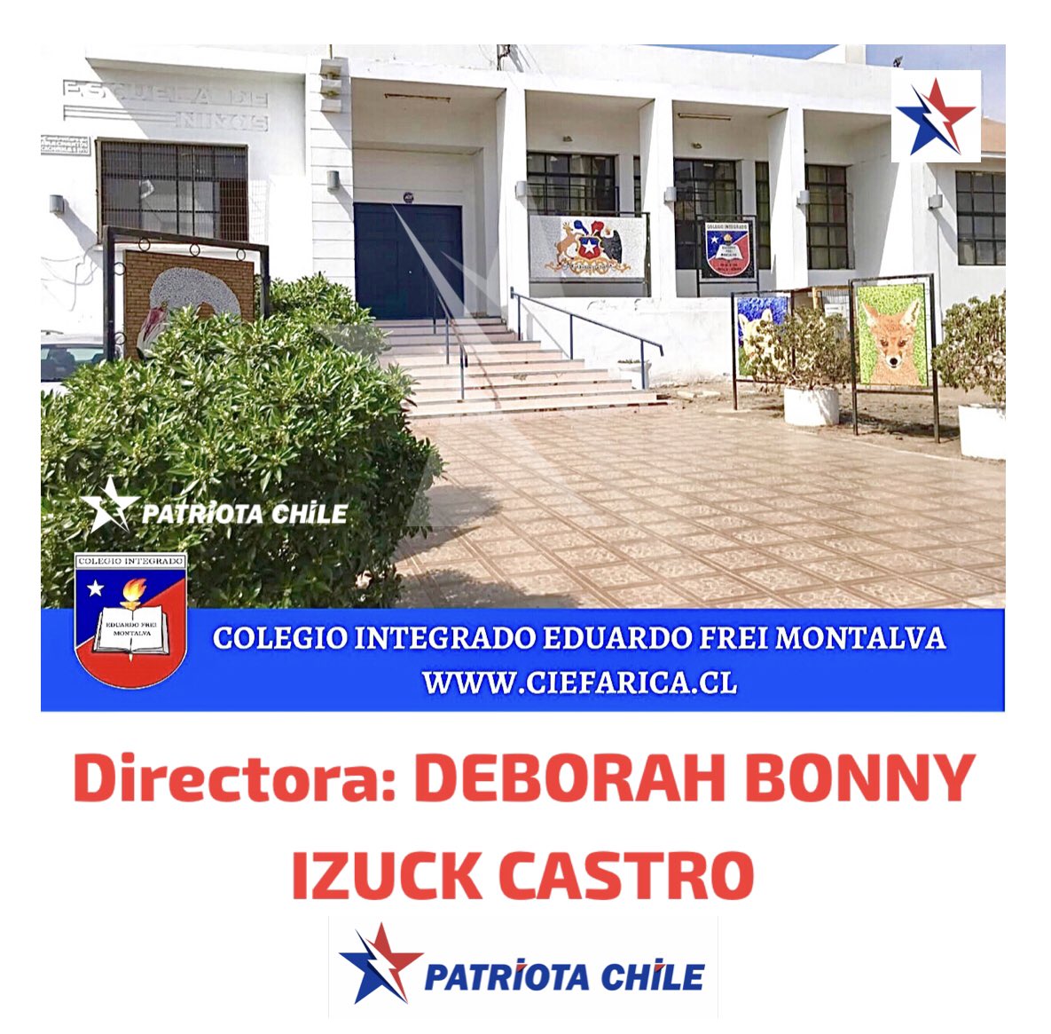 Soubirous_33's tweet photo. 🔴 #URGENTE | Patriotas, La MUGR0S4 Mal llamada “Profesora”, quien AMENAZÓ de Muerte al Presidente Kast, ya se sabe que es del Colegio: EDUARDO FREI Montalva de Arica. Su directora es: Deborah Bonny Izuck Castro, Ella sabe quien es. RT @PDI_CHILE  @Carabdechile @min_interior https://t.co/K7qr5Qf5vz