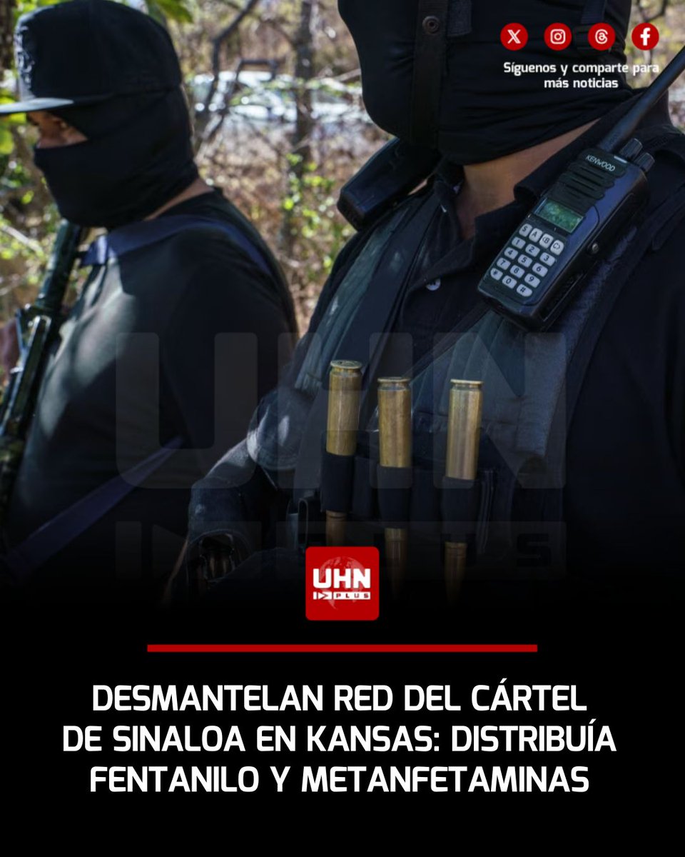 UHN_Plus's tweet photo. 🇺🇸🇲🇽‼️ | Las autoridades de Estados Unidos desmantelaron una red de narcotráfico vinculada al Cártel de Sinaloa que operaba en Kansas y distribuía fentanilo, cocaína y metanfetamina. La investigación, iniciada en 2020 por el FBI, HSI, la DEA y la Policía de Wichita, permitió descubrir una operación criminal vinculada al poderoso cártel mexicano.