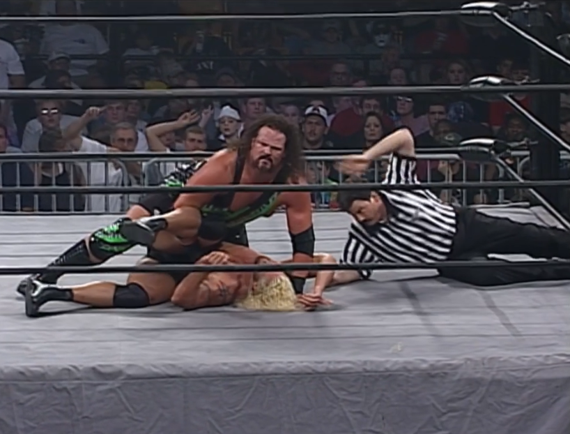 Justin_SofOK's tweet photo. Sometimes the most maddening things about #wcw99 are the small things they go out of their way to make stupid.

Aside from a Worldwide match in May, Sick Boy hadn't wrestled since November 98. He lost to Rick Fuller, but got a TV Title match a week later. It's his last WCW match. https://t.co/uwxPl6XSuD