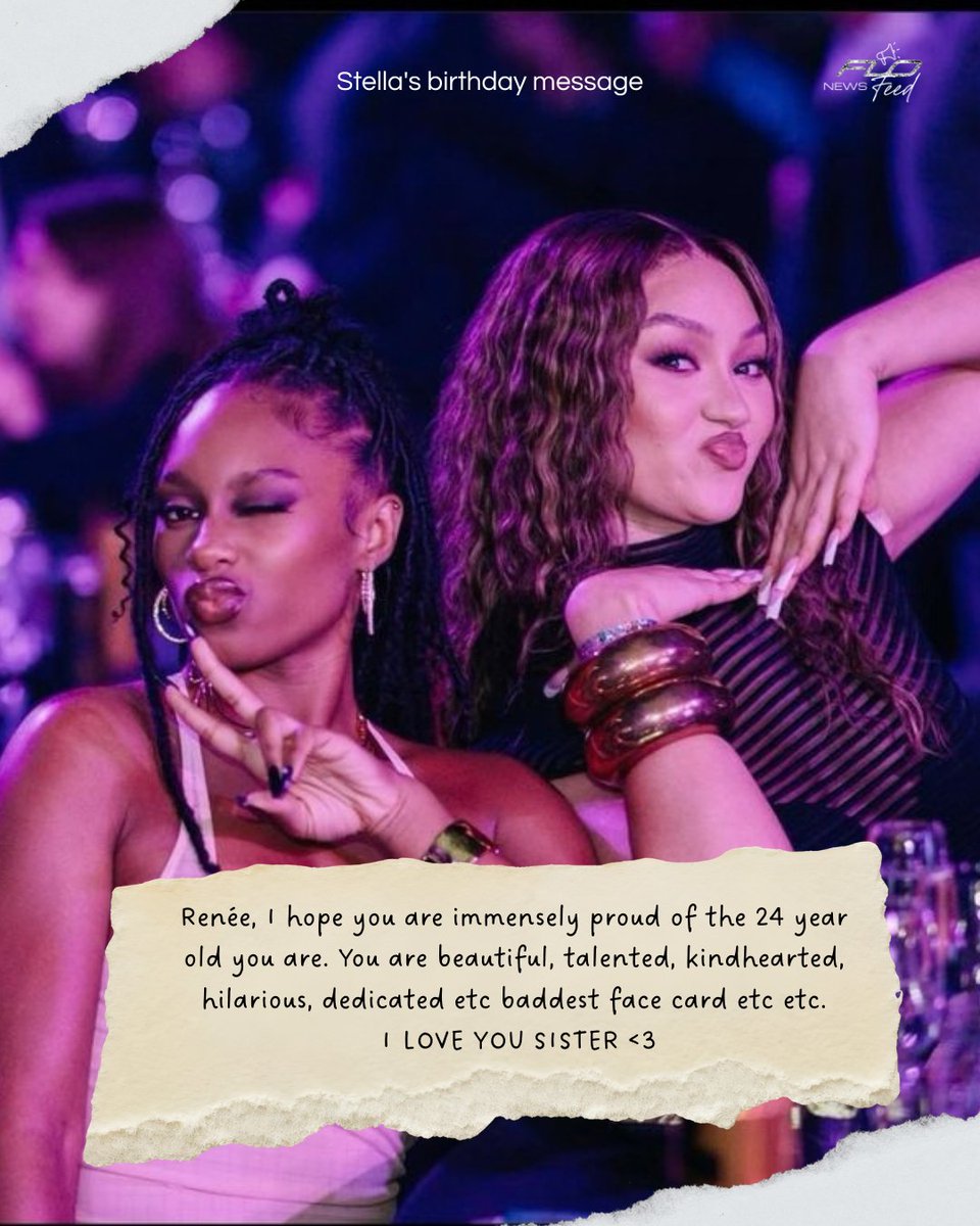 flonewsfeed's tweet photo. Stella and Jorja share heartwarming birthday messages for their sister Renée on her birthday 🩷💜💙

@StellaQuaresma_ 
@JorjaDouglas 
@reneedowner1 
@flolikethis https://t.co/39E2NQopmN