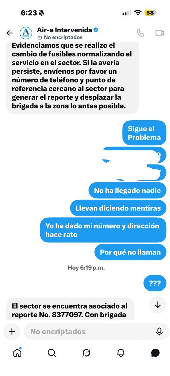 LauRacines's tweet photo. @Vivirueda5 @Aire_Energia Llevo ha 4 días en la misma situación ahora crearon otro número de orden cierran el anterior 4 días diciendo que vienen y nadie viene todo el sector sin luz da uno los datos y no llaman la situación no mejora hasta cuandooooo???? https://t.co/FfgQw6Av0J