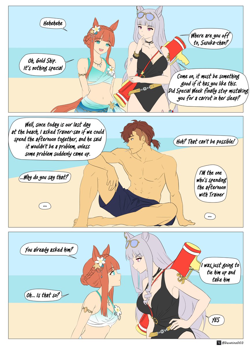 Desatino003's tweet photo. Fight at the Beach 1/2/3
#umamusume #UmaMusumePrettyDerpy https://t.co/Gf3YFPY4Jy