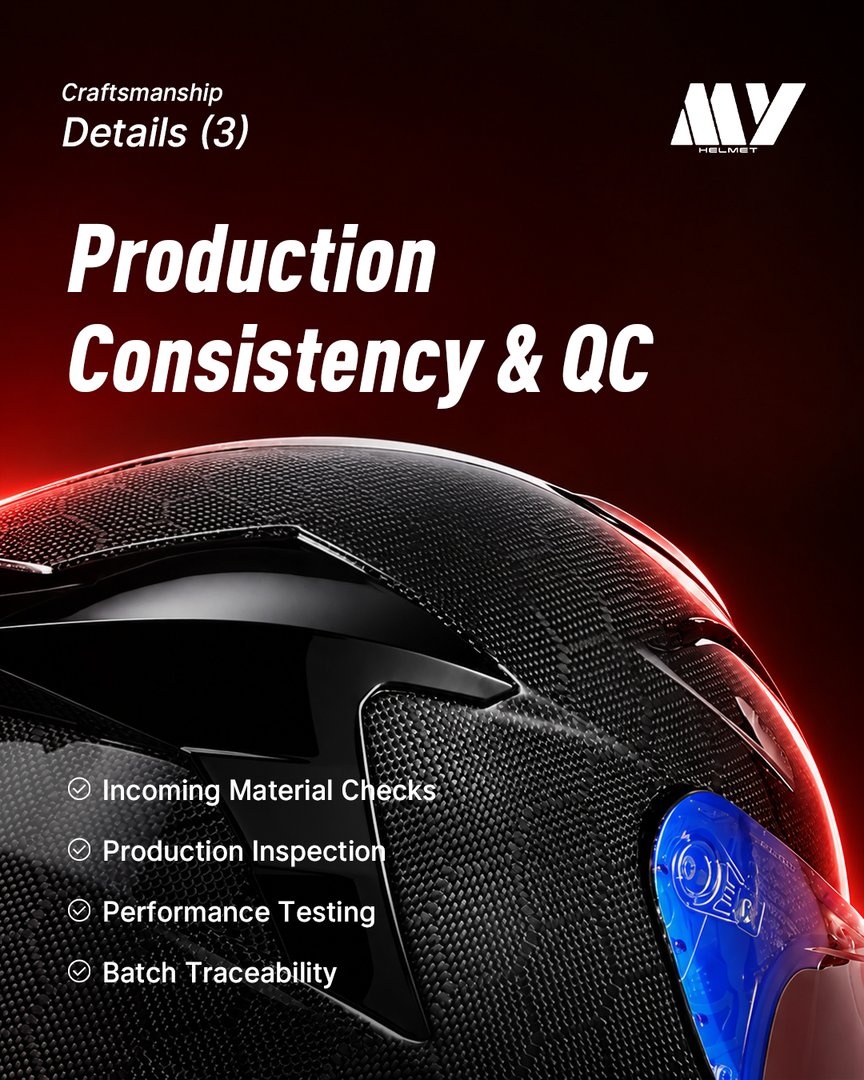 MY_Helmets's tweet photo. Consistency matters beyond the first sample.

At MY HELMETS, quality control continues throughout production—from incoming materials and production inspections to performance testing and batch traceability. https://t.co/3uRbtub4gM