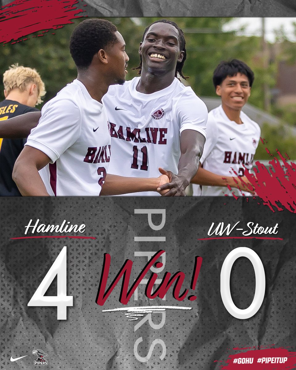 HUPipers's tweet photo. JUESEAH HAT TRICK π©π©π©
@HamlineMSoccer defeats UW-Stout 4-0 thanks to a hat trick from AJ Jueseah and shut out performance from Brandon Cruz Rojas in goal!
#GoHU #PipeItUp https://t.co/TsVKhUQY4c