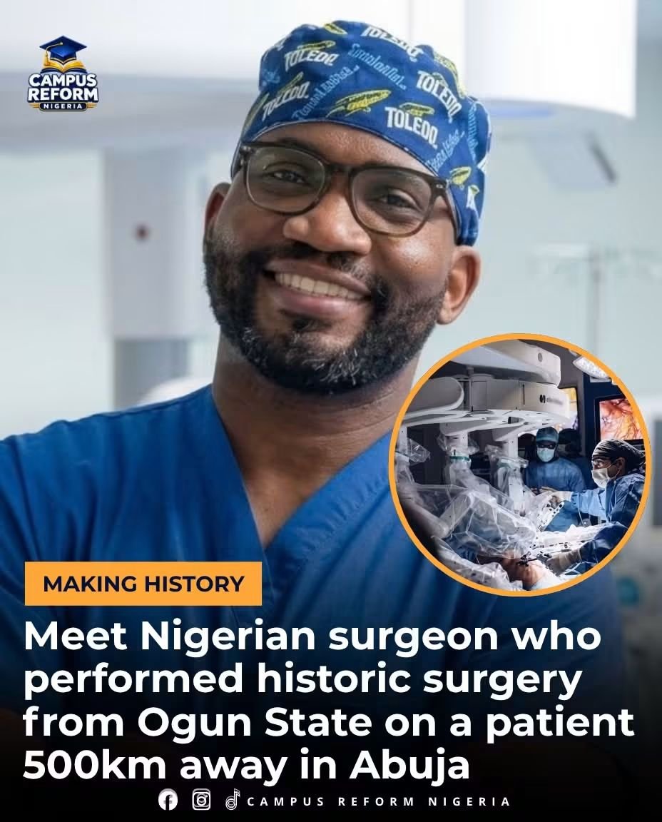 pgiftworships's tweet photo. Surgeon in Ogun.
Patient in Abuja.
500 km apart.
One successful telerobotic surgery.
Prof. Obi Ekwenna-Davis just showed what is possible.
Now the harder work begins: turning this breakthrough into wider, fairer access.

#Socialhealthgovernance https://t.co/HBQq8cZfPy