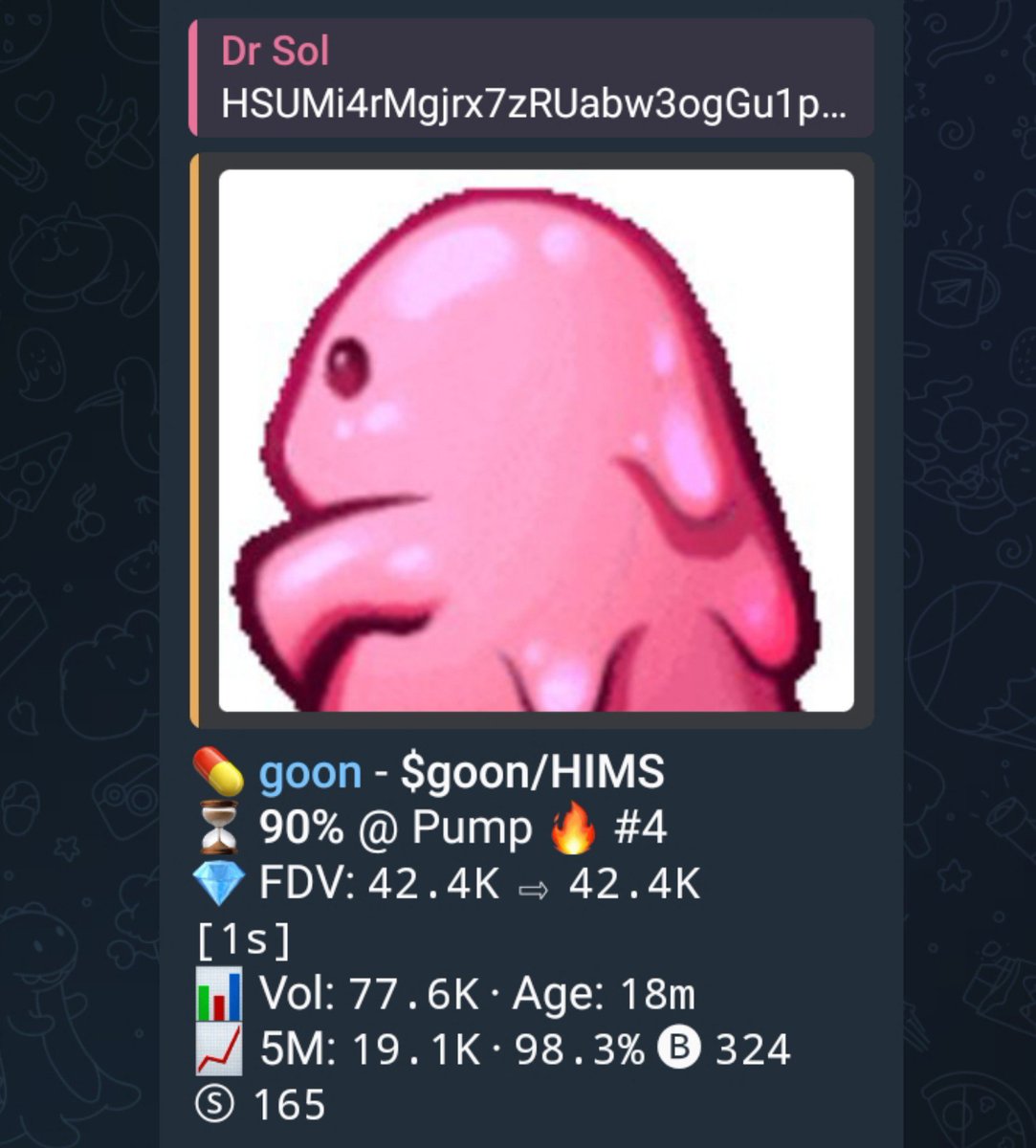 drsolgq's tweet photo. $goon obtain over 22x pump from my alpha signal on TG 📲

CAA>>
HSUMi4rMgjrx7zRUabw3ogGu1pa5hmF2eVcXj9Apump

#goon #memecoin1000x  #solanagem  #CryptoSignals https://t.co/VTVK23S5pk