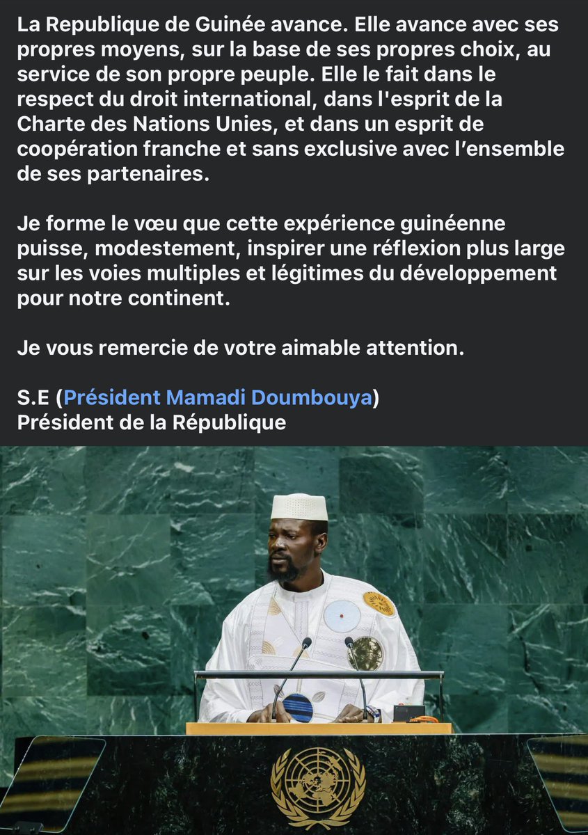 Djamonfof89's tweet photo. VOUS AVEZ FAIT FORT MON PÈRE SPIRITUEL @presi_doumbouya  LE PEUPLE DE GUINÉE 🇬🇳 EST FIER DE VOUS @presidencegn @morissanda @djisanfina https://t.co/7NjzjWPWrz
