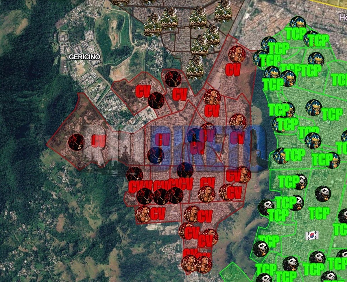RioDiretoofc's tweet photo. 🇲🇦 Vila Kennedy

A cúpula do CV (🚩) teria dado carta branca para que fossem realizadas invasões simultâneas em áreas controladas pela milícia do PL/NINJA (🥷🏻). Segundo as informações divulgadas, os principais alvos seriam Vilar Carioca, Gouveia e Carobinha, regiões atualmente sob influência da milícia.

Na ofensiva, integrantes do CV (🚩) de comunidades como Juramento, Penha, Rocinha e Muzema estariam dando apoio à Vila Kennedy (🚩). Ainda de acordo com as informações, o responsável pela expansão do CV (🚩) na Zona Oeste seria Maromba (🏋🏻‍♂️), apontado como um dos chefes da facção.

Diversos criminosos estariam insatisfeitos com a liderança de Maromba (🏋🏻‍♂️) na Vila Kennedy (🚩). Alguns estariam cogitando mudar de grupo criminoso ou deixar a atividade criminosa. O clima na região segue de forte tensão.