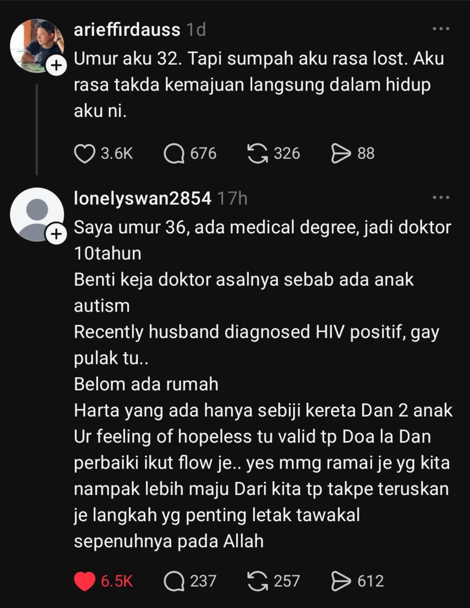ZacZakirin13's tweet photo. Selalu pesan kat diri sendiri dan orang² yg rapat.

Kita rasa hidup kita susah dah, tapi ada lagi yg lebih susah drpd hidup kita. So bersyukur lah dgn apa pun ujian yg Allah bagi pd kita.

Just keep moving and seek guidance. https://t.co/O60QeVK60z