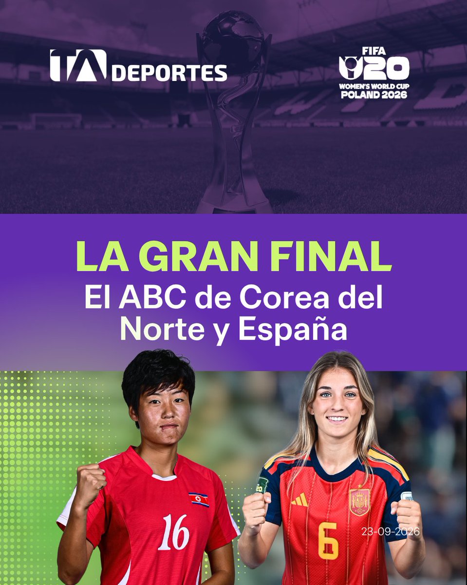 TAdeportesec's tweet photo. ⚽ https://t.co/kq1moKryu1 👉 La selección de España y el combinado de Corea del Norte se enfrentan en la #final del #Mundial Femenino Sub-20. https://t.co/xuww5JIKXt