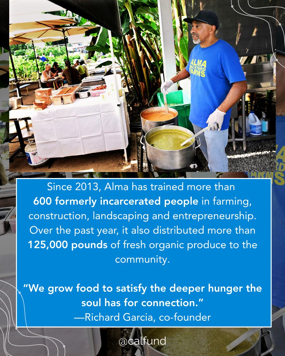 calfund's tweet photo. Alma Backyard Farms is helping people who are returning home from prison see themselves as capable of healing and contributing to the communities around them.

CCF is proud to support Alma as it works to make LA's communities safer and more connected: https://t.co/eJplcEknjT https://t.co/mZ47dpeM3F