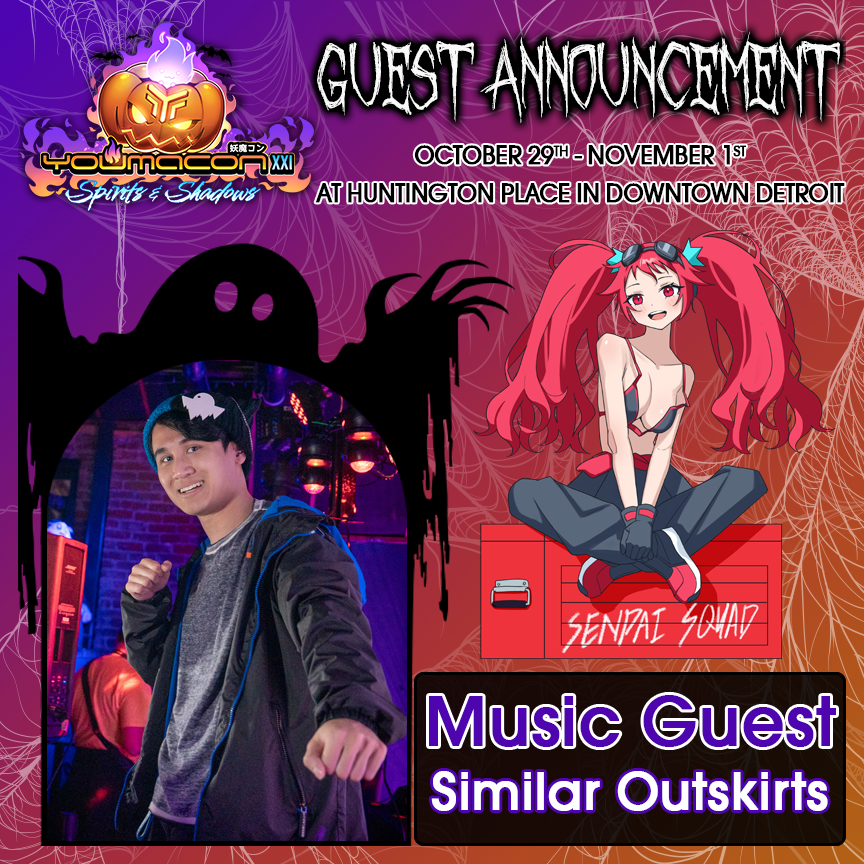 Youmacon's tweet photo. We've got more to keeping the beat bumping. Please welcome @Sim_Out_ to Youmacon!

Troy Kurniawan (pka. Similar Outskirts) is an Indonesian-American bass music artist from the Bay Area, California. His passion for blending bass-heavy and melodic styles have gathered support from NGHTMRE, SLANDER, Tokyo Machine, Ace Aura, Kotori, Lizzy Jane, Hyper Potions, Synthion, and more. Kurniawan was exposed to many facets of music during his childhood, from learning piano and drums to joining school music groups. As such, he naturally grew interested in music production in 2012. With over a decade of experience under his belt, he has produced a number of projects including EPs such as Titans, Headspace and Generations. Moreover, he has released official remixes for artists like Chime, Skybreak, bo en, Tenkitsune, Disero, skygate, and foxi. His works have also been released with record labels including Disciple, Rushdown, Proximity, and Heaven Sent. In recent years, a majority of Kurniawan's influences have come from a new genre movement in the community called Colour Bass. This style aims to cohesively combine the aggressive elements of bass music and the catchiness/tonality of melodic music. Inspiration is also drawn a lot from video games soundtracks and Japanese Pop/Rock, namely by Junichi Masuda, Go Ichinose & Morikazu Aoki (Pokemon), Yasunori Nishiki (Octopath Traveler), Christopher Larkin (Hollow Knight), Sangatsu No Phantasia (Kiznaiver), Yorushika (A Whisker Away), and Eve (Jujutsu Kaisen, Dororo).