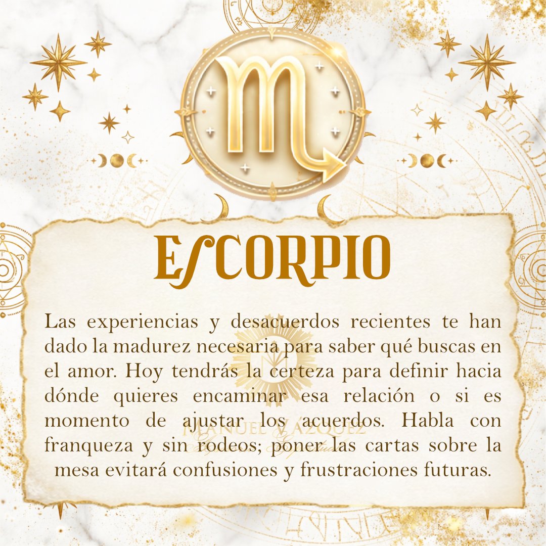 ManuelVazquez's tweet photo. Escorpio
Tu capacidad de percepción está súper afilada hoy, Escorpio. Usa esa gran intuición para mover las piezas a tu favor y tomar decisiones estratégicas. Estás en un momento ideal para transformar cualquier reto en un impulso de crecimiento.
#Escorpio #HoroscopoEscorpio #EnergiaEscorpio #Determinacion #Intuicion #Astrologia #SignosDeAgua