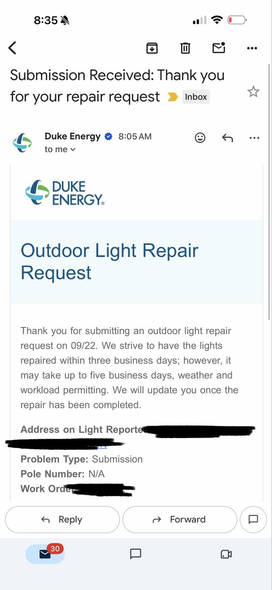 He had Muse file a Duke Energy streetlight repair request in two minutes