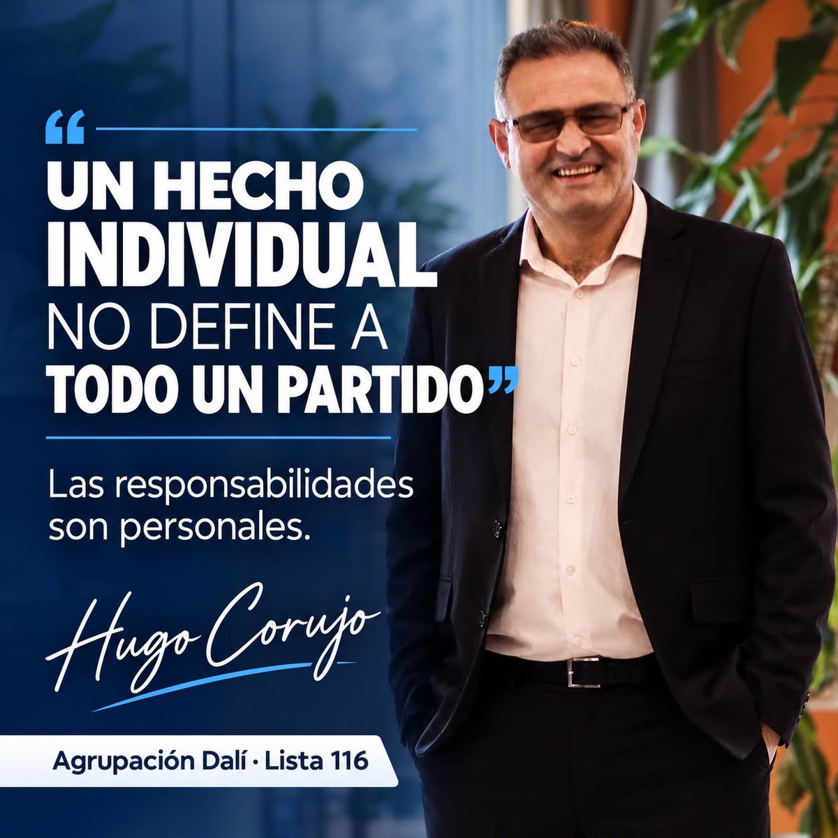 HugoCorujo's tweet photo. Hoy fui al supermercado de mi barrio a comprar algunos ingredientes para hacer canelones. Un vecino, con una sonrisa, me dijo: «¡Ahora somos narcos!». Entendí que había visto la noticia de esta mañana.

Me preocupa la forma en que se presenta un hecho particular. Decir que el Partido Nacional está «salpicado» puede llevar a la gente a atribuirle a todo un partido la conducta de una persona. Si alguien cometió un delito, deberá responder ante la Justicia. Eso no convierte en responsables a miles de militantes y votantes.

Igual, el comentario del vecino me hizo reír. En la Agrupación Dalí no manejamos dinero: trabajamos con ideas, convicción y muchas ganas de hacer cosas por nuestra gente.

Hugo Corujo
Agrupación Dalí – Lista 116