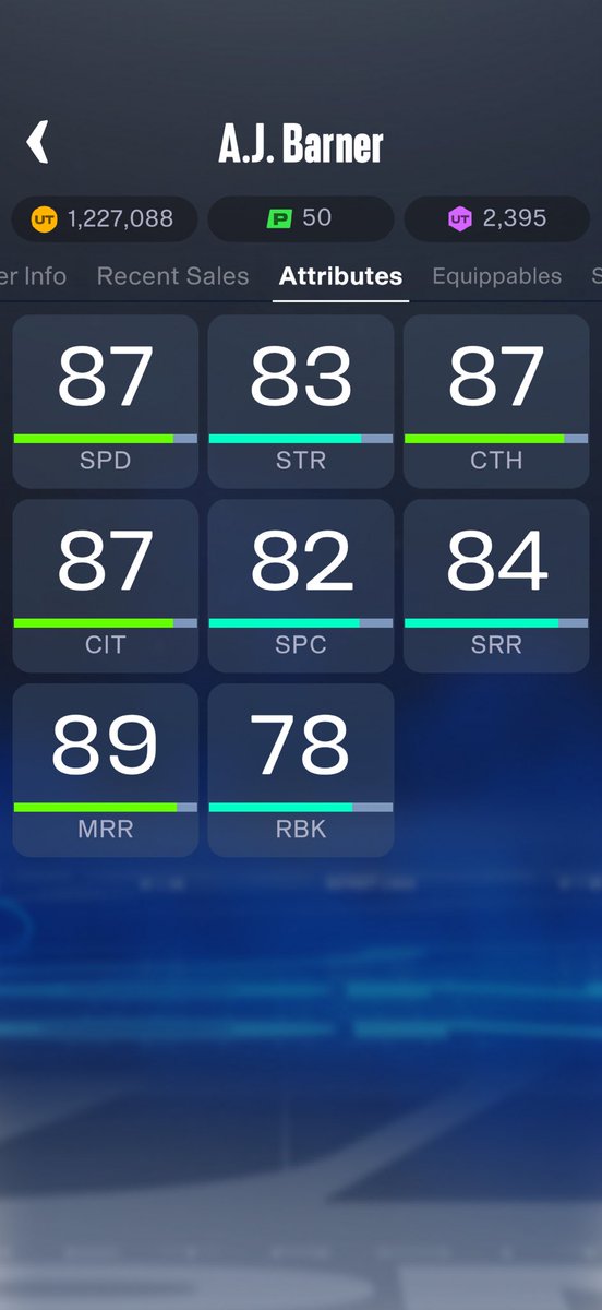 itsAevias's tweet photo. @Zirksee @MaddenNFLDirect Barner is solid at 6'7 and 87 spd and 88 accel. Best budget player https://t.co/skFi0kb1go