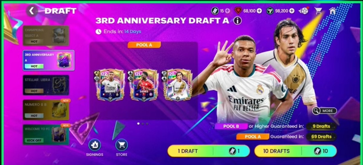 LightAlliance01's tweet photo. 3RD ANNIVERSARY DRAFT A 🔥🤩

Mbappe 122
Davies 121
Nesta 120

122 Mbappe with Gold Rapid and Silver Clinical Finisher 👀

W OR L? https://t.co/59AbvEqMPV
