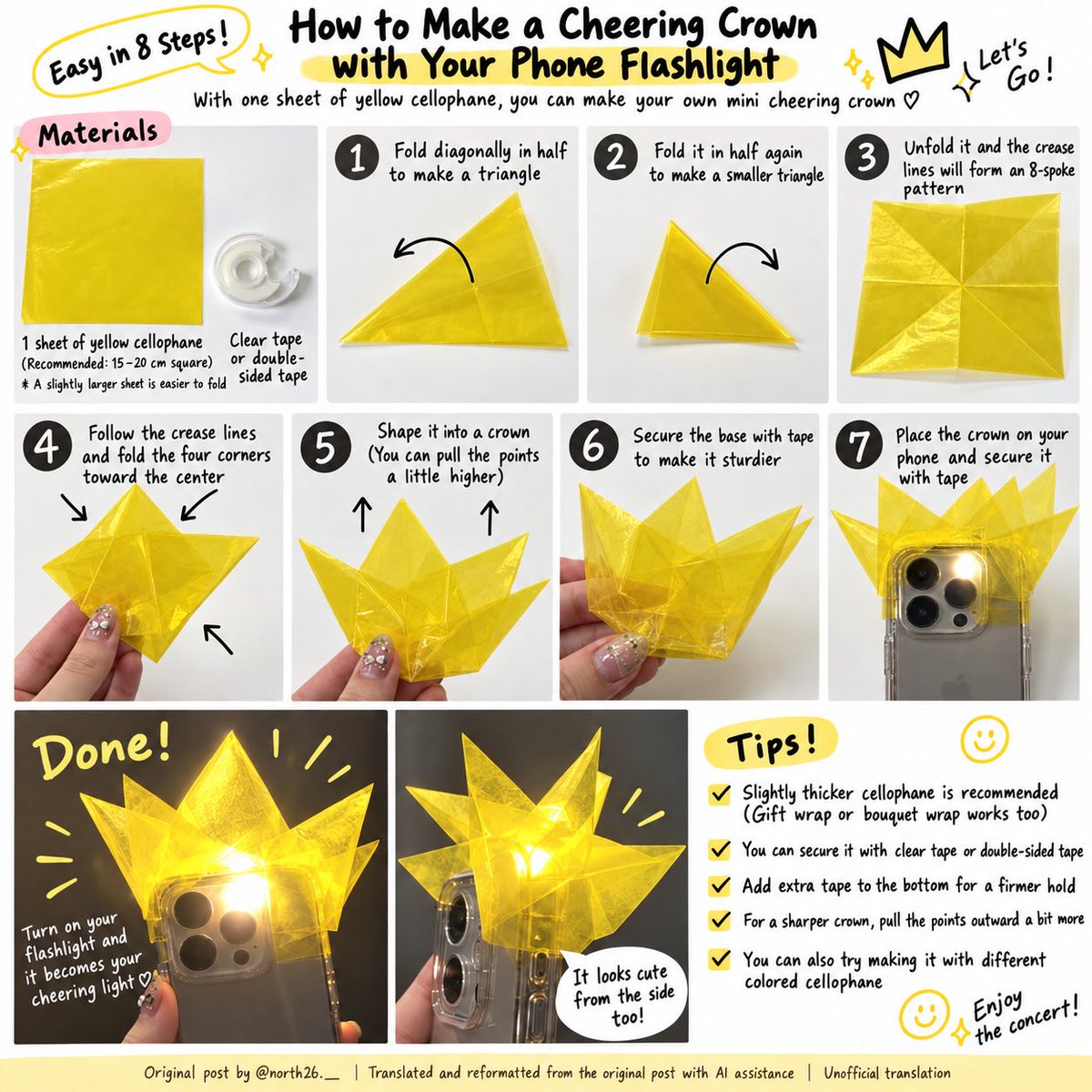 Zoa_Kwon_'s tweet photo. 👑 No Bang Bong? Taiwanese VIPs found another way 😂

After the light stick couldn’t be sold in Paris because of product compliance issues, I was wondering what would happen in London.

But the UK isn’t part of the EU, so London isn’t under exactly the same conditions as Paris. The light stick is currently listed for sale there, so hopefully everything goes smoothly this time 👀

Still, after what happened in Paris, I guess we won’t know for sure until it’s actually on sale.

Meanwhile, Taiwanese VIPs already came up with a backup plan 😂

📱 Phone flashlight + yellow cellophane = cheering crown 👑✨

“If you can’t buy one, make one.”
I love this idea 🤣

The translated images were created from the original post with AI-assisted translation and editing.
Original post linked below.

🗓 24.09.2026 
https://t.co/thQkCC8zVP
#BIGBANG #빅뱅
