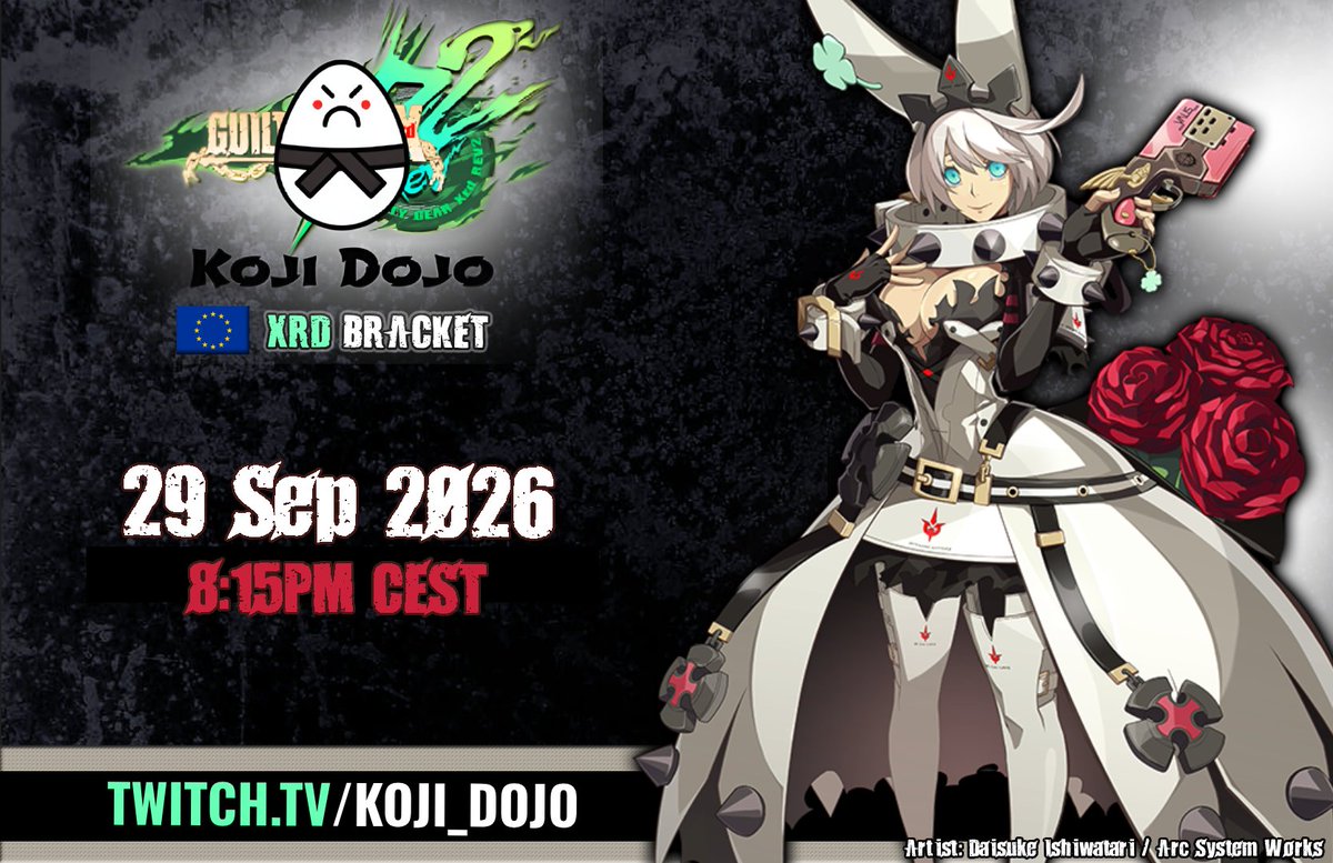 KojiDojo's tweet photo. ⚔️ Sign up for Tuesday's EU GGXrd Koji Dojo bracket!
⏰29th Sep, 8:15PM CEST
🕹️GGXrd
✏️Sign up: https://t.co/S3P7eWQfGj
📺Watch: https://t.co/xQhL2Sqcb8
Join or tune in for some Xrd fun! Let’s keep the Xrd gears turning!⚙️❤️🔥
#GGXrd #FGC #GuiltyGearXrd #GuiltyGear #KojiDojo https://t.co/O2twh738Rn