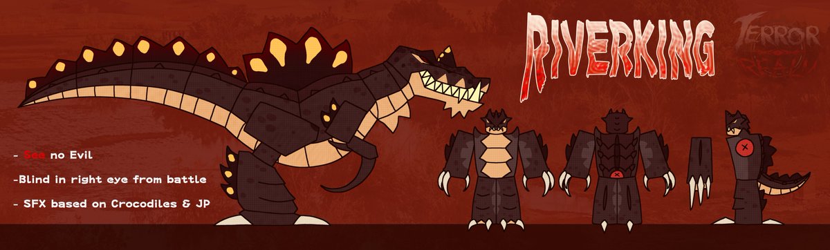 Shark_Sheriff's tweet photo. "Three tyrants divided between land. One rules with nature, the other with law, and the last with fear."
The 3 largest theropods as Drakobloxxer skins! Finally got to finish the Giganotosaurus, so I hope this looks good!
#TerrorRealm #Drakobloxxer #Theropod #Tuffness https://t.co/gFcsDtHFQ2