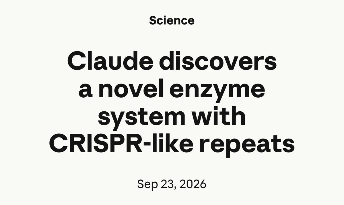 cryptopunk7213's tweet photo. this is stuff i used to dream of - claude did what would’ve taken many scientists months to find in 20 HOURS, 950 agents and a couple thousand bucks - and that’s assuming humans knew where to even look!

an AI model discovering novel proteins and ways to edit genes is literally CRISPR in the wild

i used to work at a lab - if you had this back then you’d be superhuman 

and this is the WORST it’ll ever be. epic