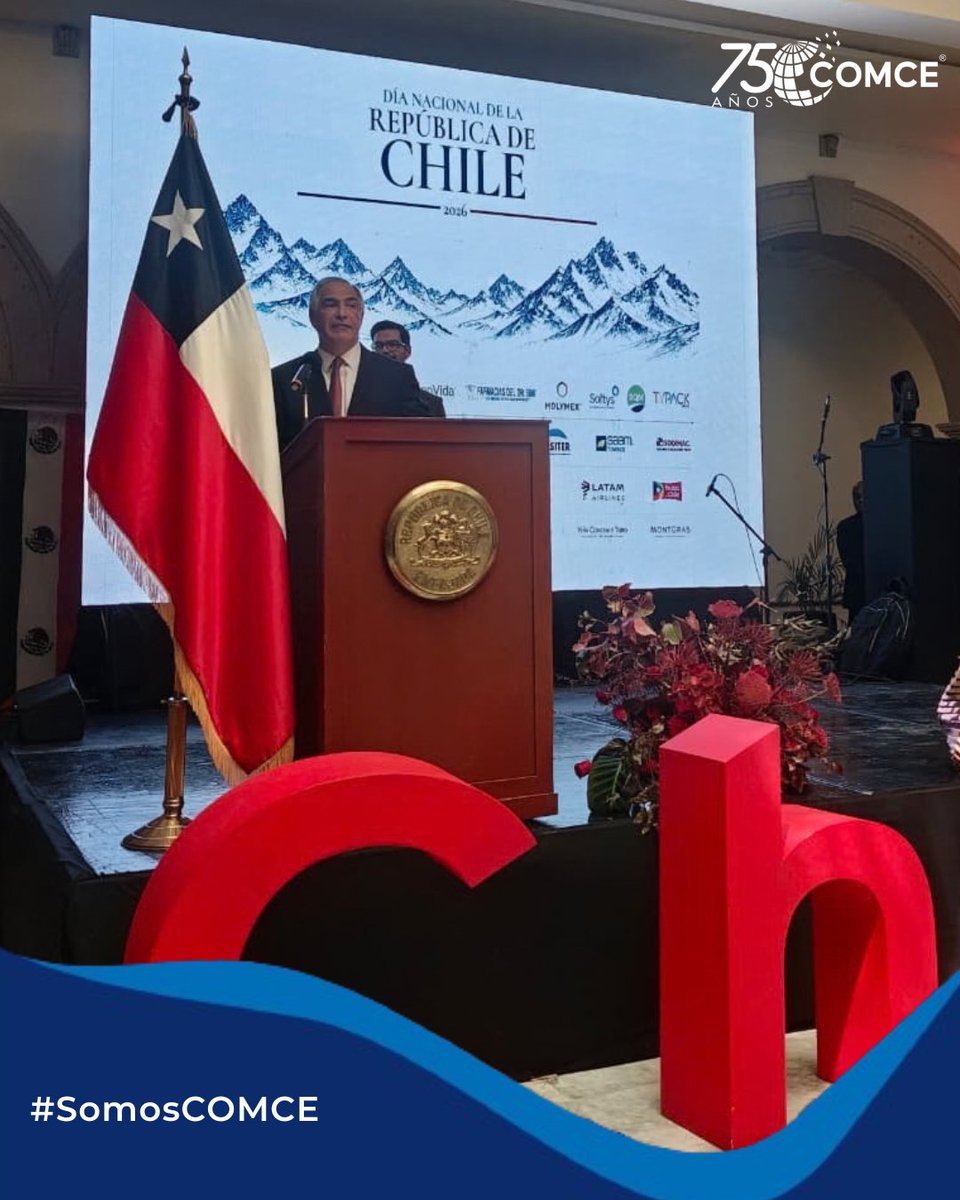 ComceOficial's tweet photo. 🇲🇽🇨🇱 Acompañamos a la Embajada de Chile en México a la celebración del Día Nacional de Chile, encabezada por Francisco Chahuán, Embajador de Chile en México, donde intercambiamos perspectivas sobre la relación comercial entre Chile y México. https://t.co/x0x8R3Lr2F