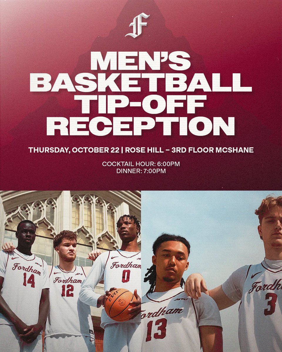 FordhamMBB's tweet photo. Rams fans, we are less than a month away from our Tip-Off Reception. Join us on October 22 to celebrate the launch of our 2026-27 season. 

You can purchase your tickets today at https://t.co/cbAkGADdOW https://t.co/0YlGJeZFWB