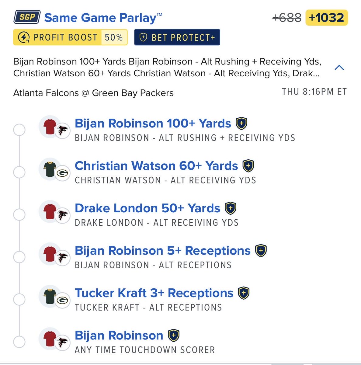 onlyparlays's tweet photo. Thursday Night Football (+1032) 🏈🔥

Link to tail 👇 https://t.co/dFDdZtwrjT