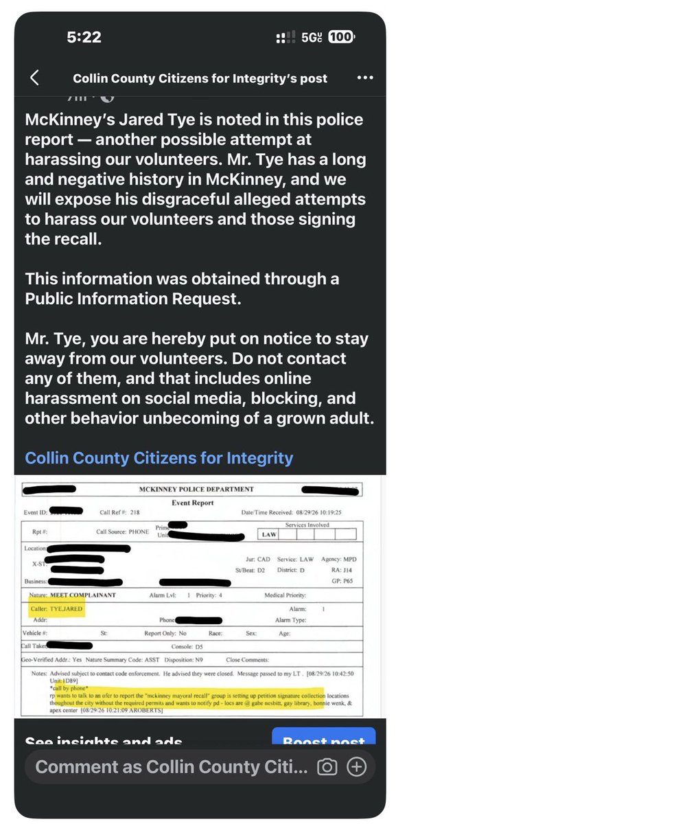britstrenger's tweet photo. @JaredCTye you called police claiming recall volunteers lacked required permits. This record names you as the caller. Which permits? Under what ordinance? Opposing the recall is your choice. Reporting volunteers to police is a choice you should be prepared to explain. https://t.co/VkPO1VtTbl